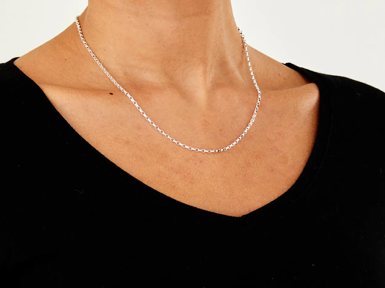 Sterling Silver 2.2mm Diamond Cut Oval Belcher Chain 18"/45cm Unhallmarked 100% Recycled Silver
