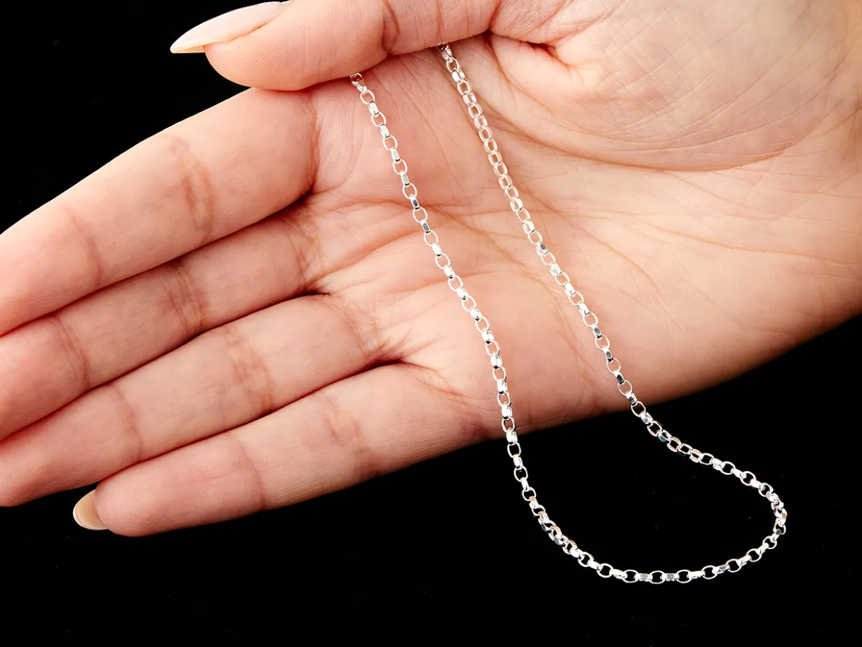 Sterling Silver 2.2mm Diamond Cut Oval Belcher Chain 18"/45cm Unhallmarked 100% Recycled Silver