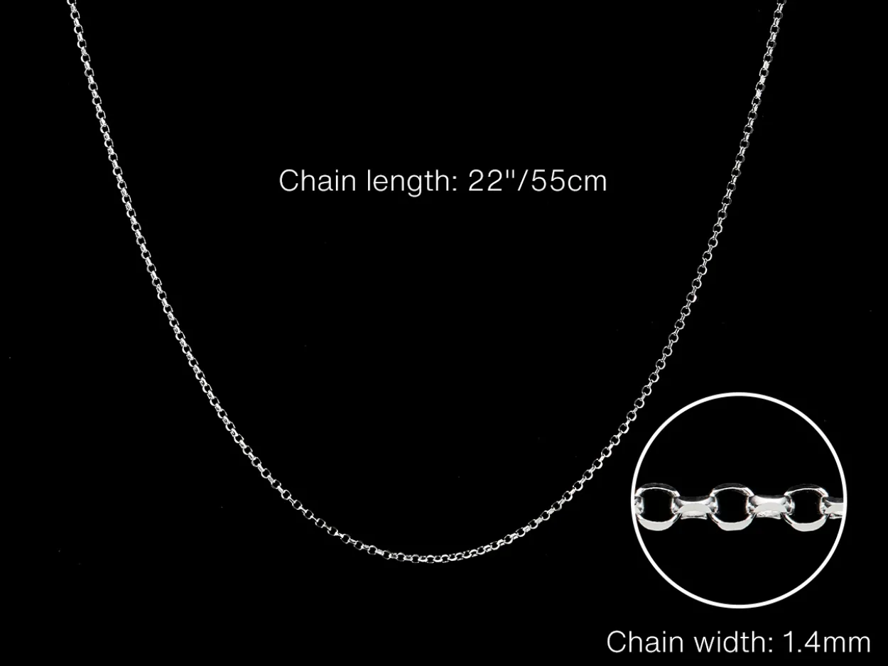 Sterling Silver 1.4mm Diamond Cut Round Belcher Chain 22"/55cm Unhallmarked 100% Recycled Silver
