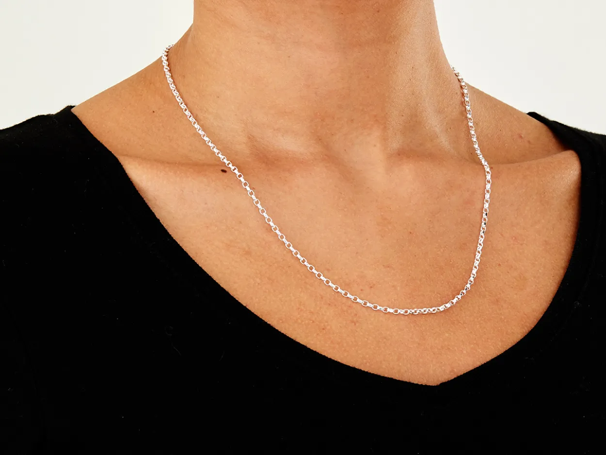 Sterling Silver 2.2mm Diamond Cut Oval Belcher Chain 20"/50cm Unhallmarked 100% Recycled Silver