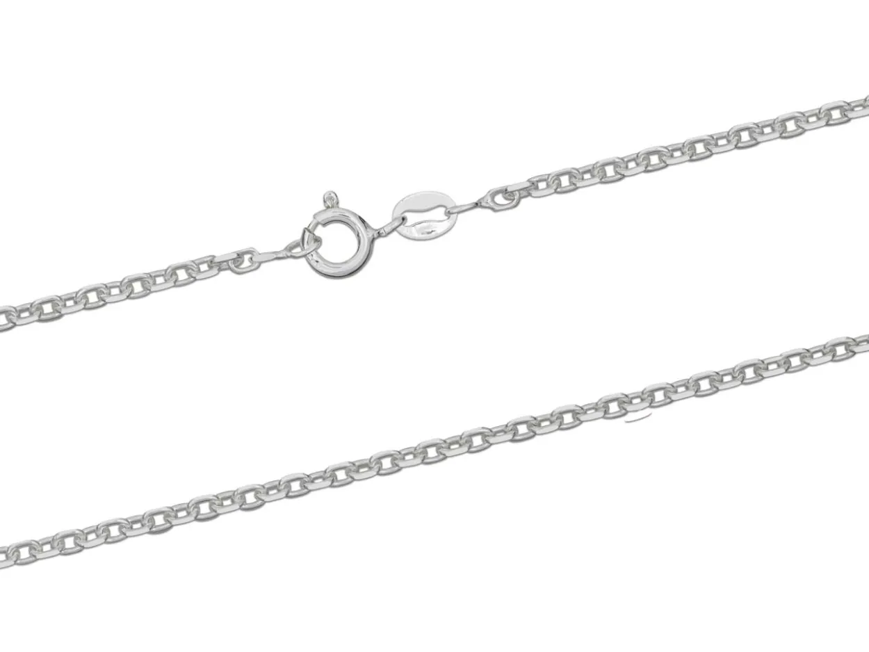 Sterling Silver 1.9mm Diamond Cut Oval Belcher Chain 18"/45cm Unhallmarked 100% Recycled Silver