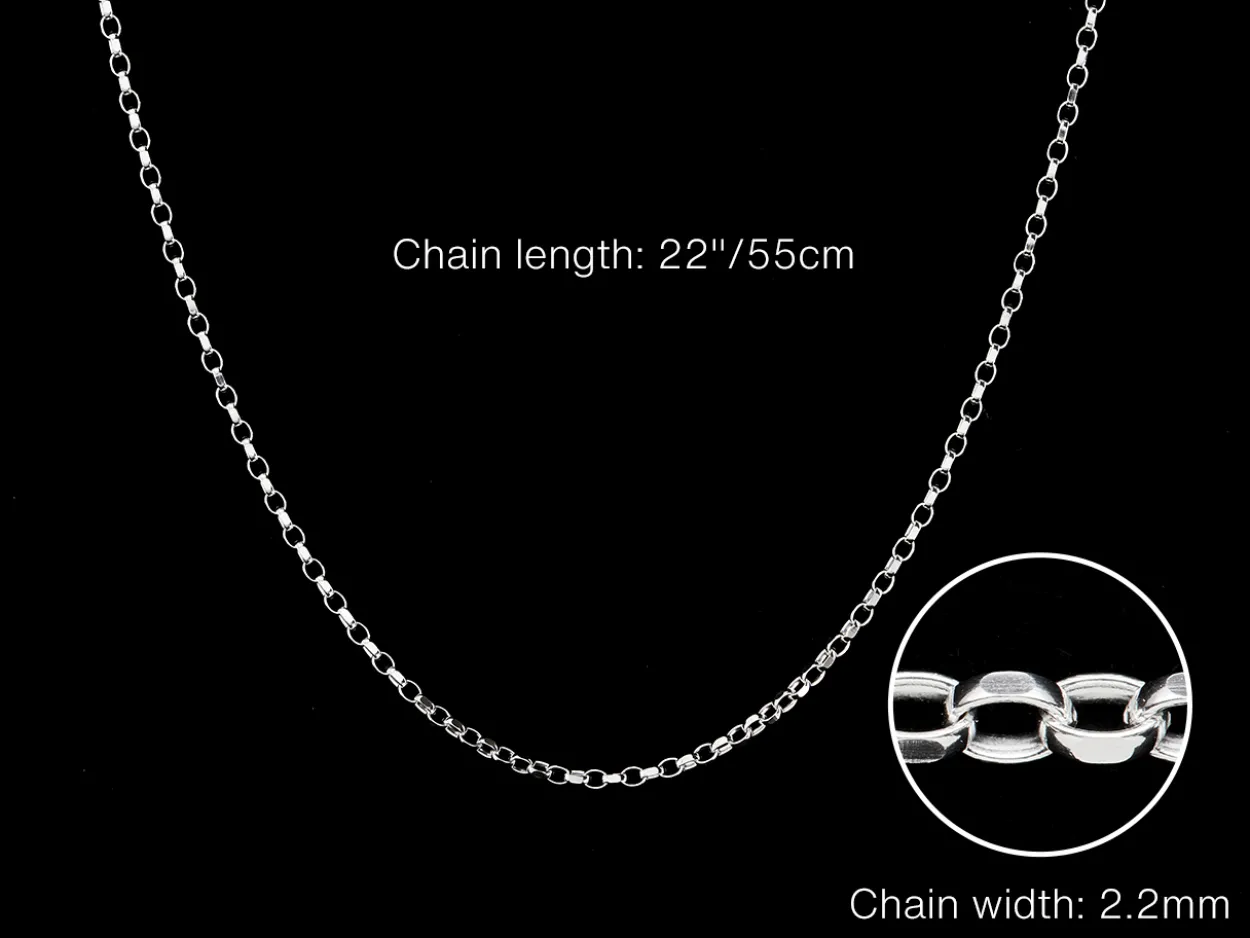Sterling Silver 2.2mm Diamond Cut Oval Belcher Chain 22"/55cm Unhallmarked 100% Recycled Silver