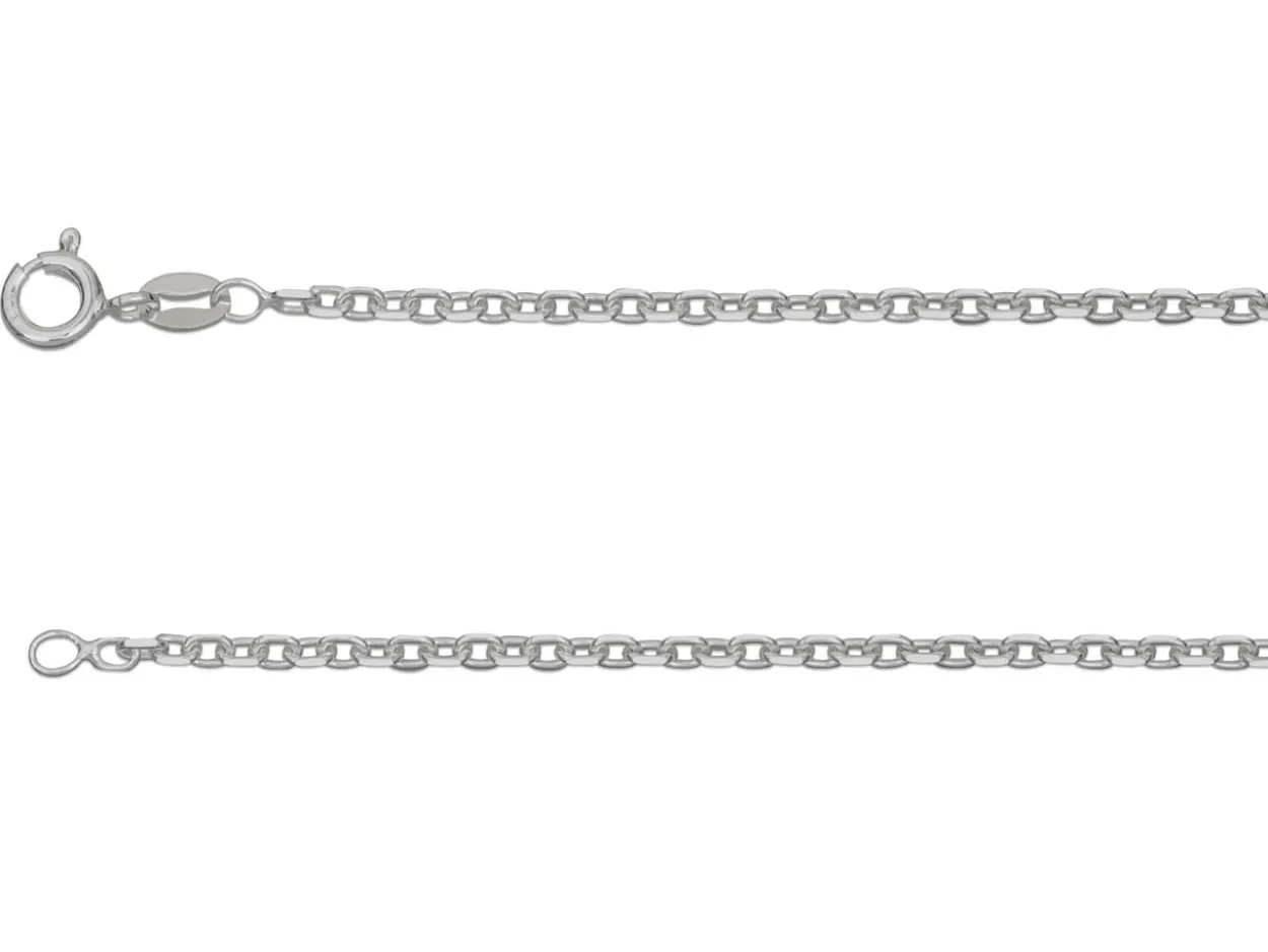 Sterling Silver 1.9mm Diamond Cut Oval Belcher Chain 16"/40cm Unhallmarked 100% Recycled Silver
