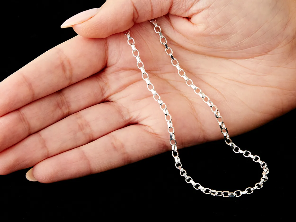 Sterling Silver 3.1mm Diamond Cut Oval Belcher Chain 20"/50cm Hallmarked, 100% Recycled Silver