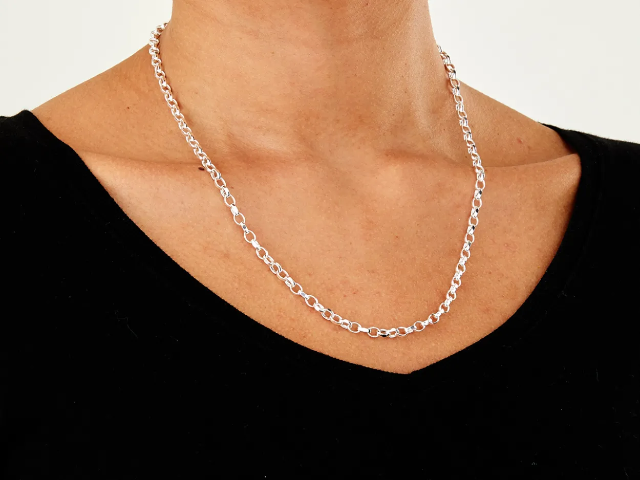 Sterling Silver 4.0mm Diamond Cut Oval Belcher Chain 20"/50cm Hallmarked, 100% Recycled Silver