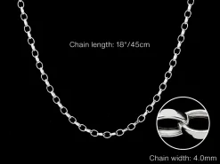 Sterling Silver 4.0mm Diamond Cut Oval Belcher Chain 18