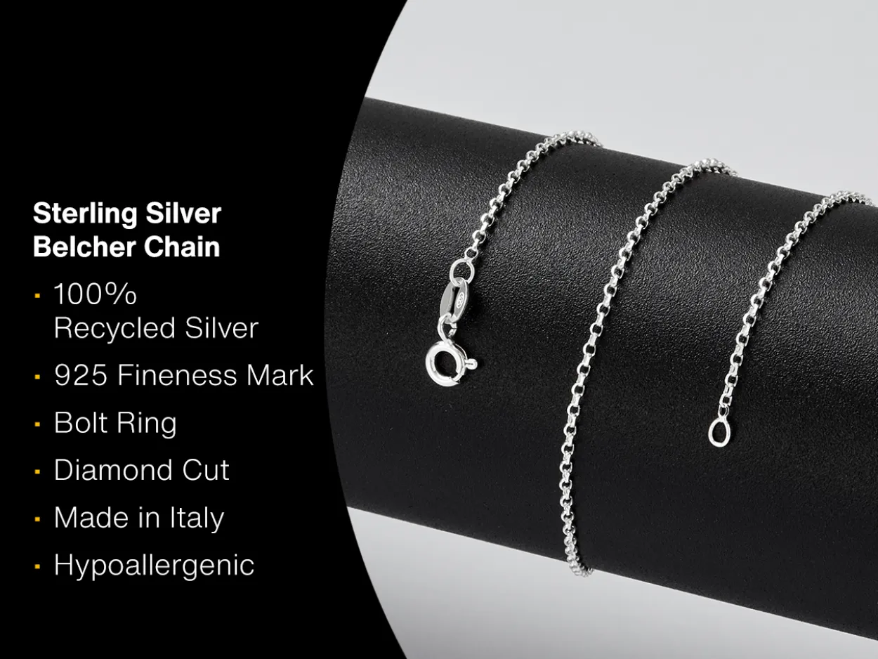 Sterling Silver 1.4mm Diamond Cut Round Belcher Chain 30"/76cm Unhallmarked 100% Recycled Silver
