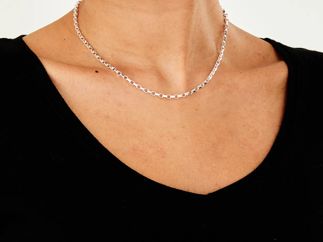 Sterling Silver 3.1mm Diamond Cut Oval Belcher Chain 16"/40cm Hallmarked, 100% Recycled Silver