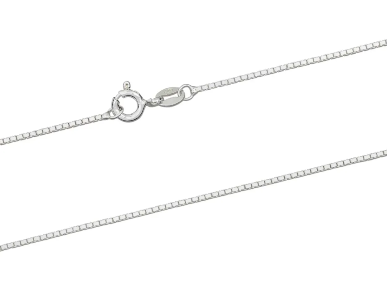Sterling Silver 0.9mm Diamond Cut Box Chain 18"/45cm Unhallmarked 100% Recycled Silver