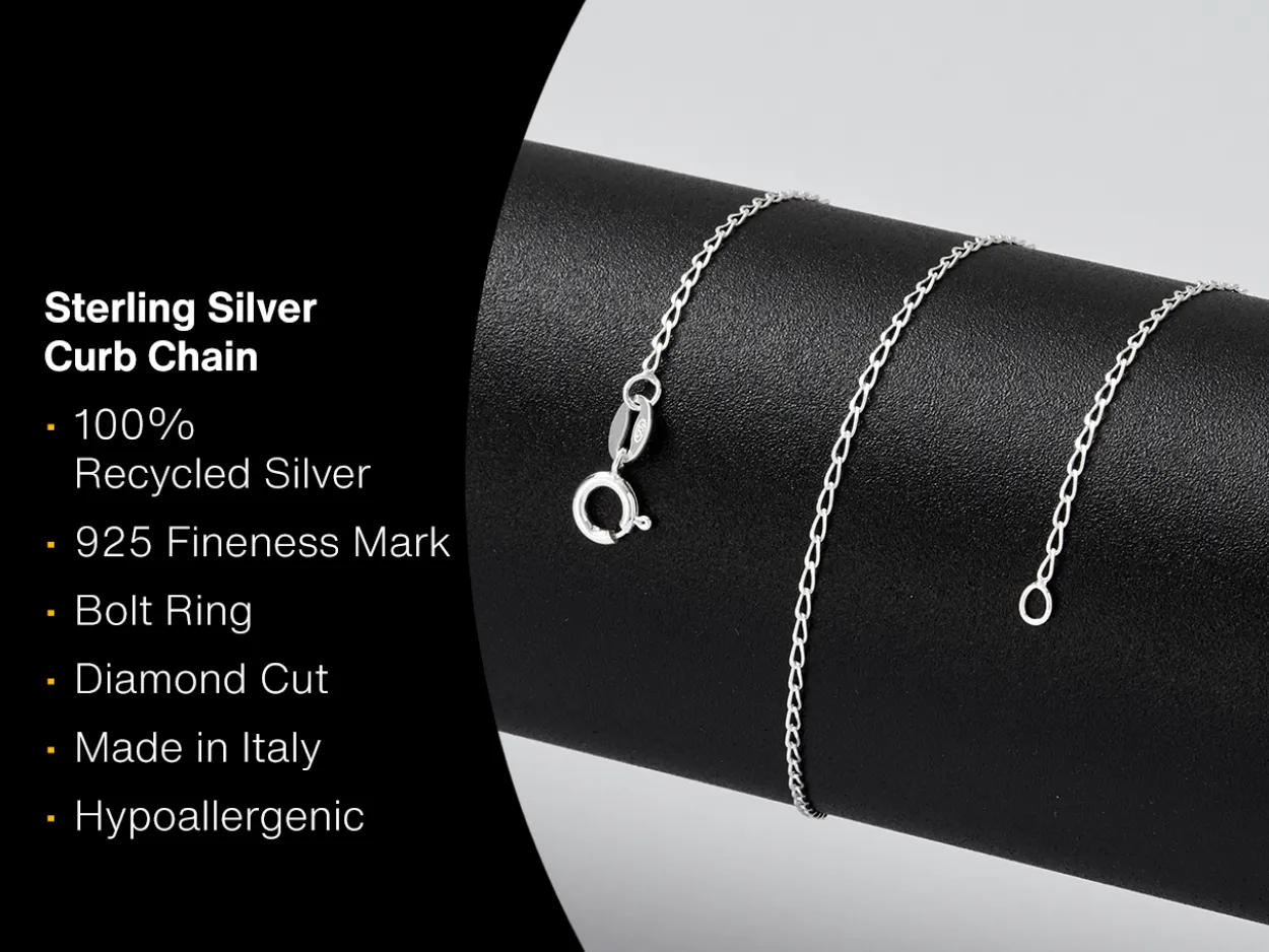 Sterling Silver 1.0mm Diamond Cut Curb Chain 18"/45cm Unhallmarked 100% Recycled Silver