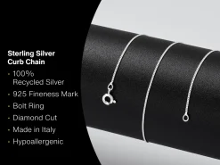 Sterling Silver 0.9mm Diamond Cut Curb Chain 16"/40cm Unhallmarked 100% Recycled Silver