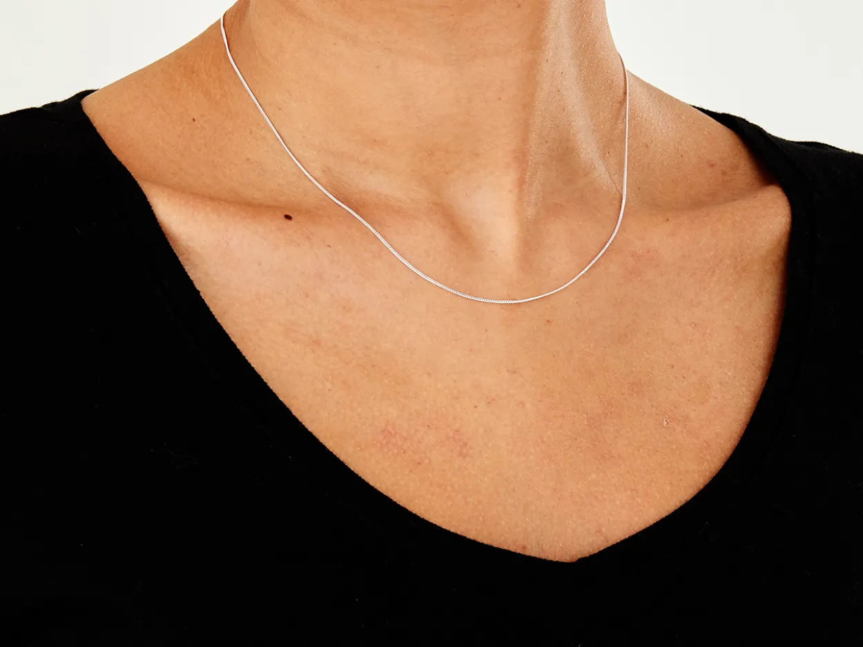 Sterling Silver 0.9mm Diamond Cut Curb Chain 16"/40cm Unhallmarked 100% Recycled Silver