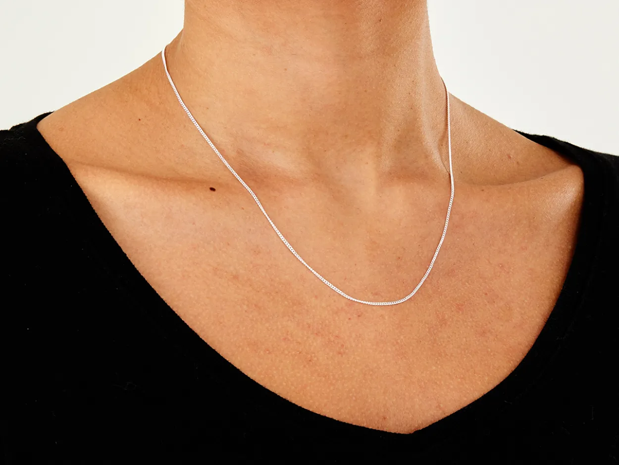 Sterling Silver 1.2mm Diamond Cut Curb Chain 18"/45cm Unhallmarked 100% Recycled Silver