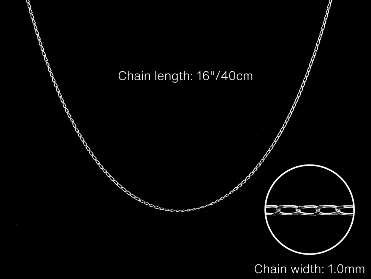Sterling Silver 1.0mm Diamond Cut Curb Chain 16"/40cm Unhallmarked 100% Recycled Silver