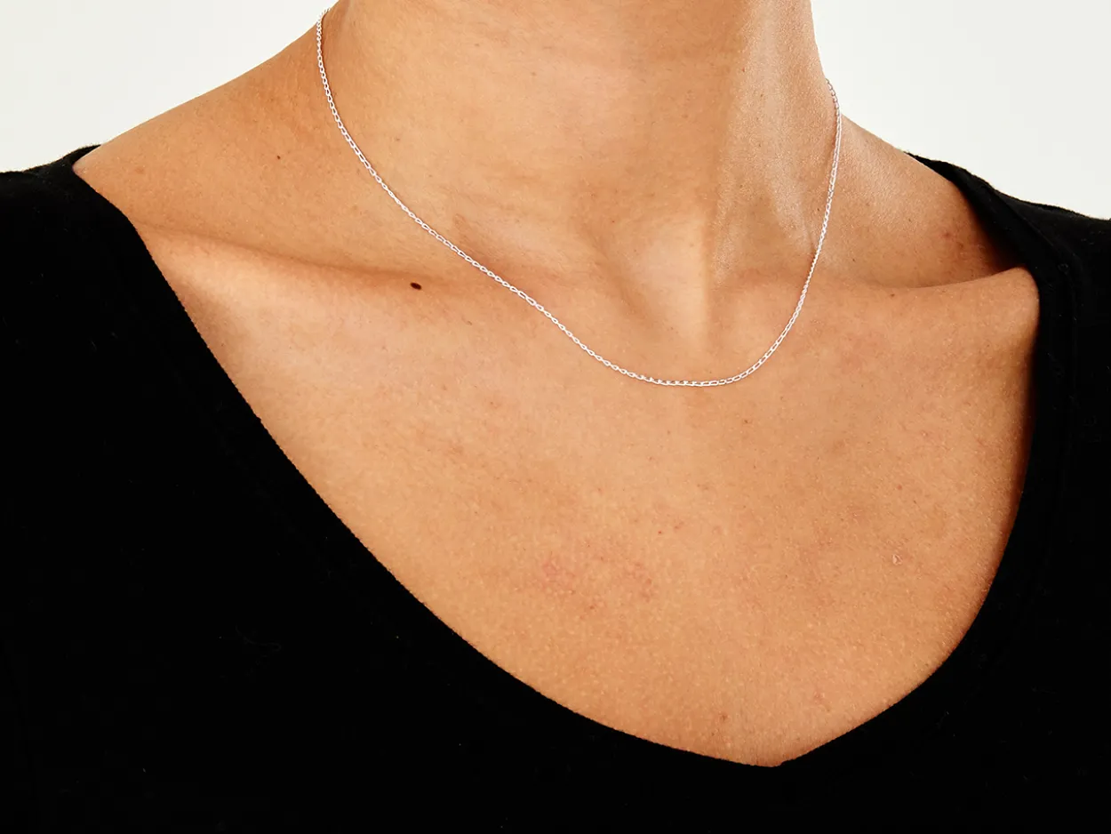 Sterling Silver 1.0mm Diamond Cut Curb Chain 16"/40cm Unhallmarked 100% Recycled Silver
