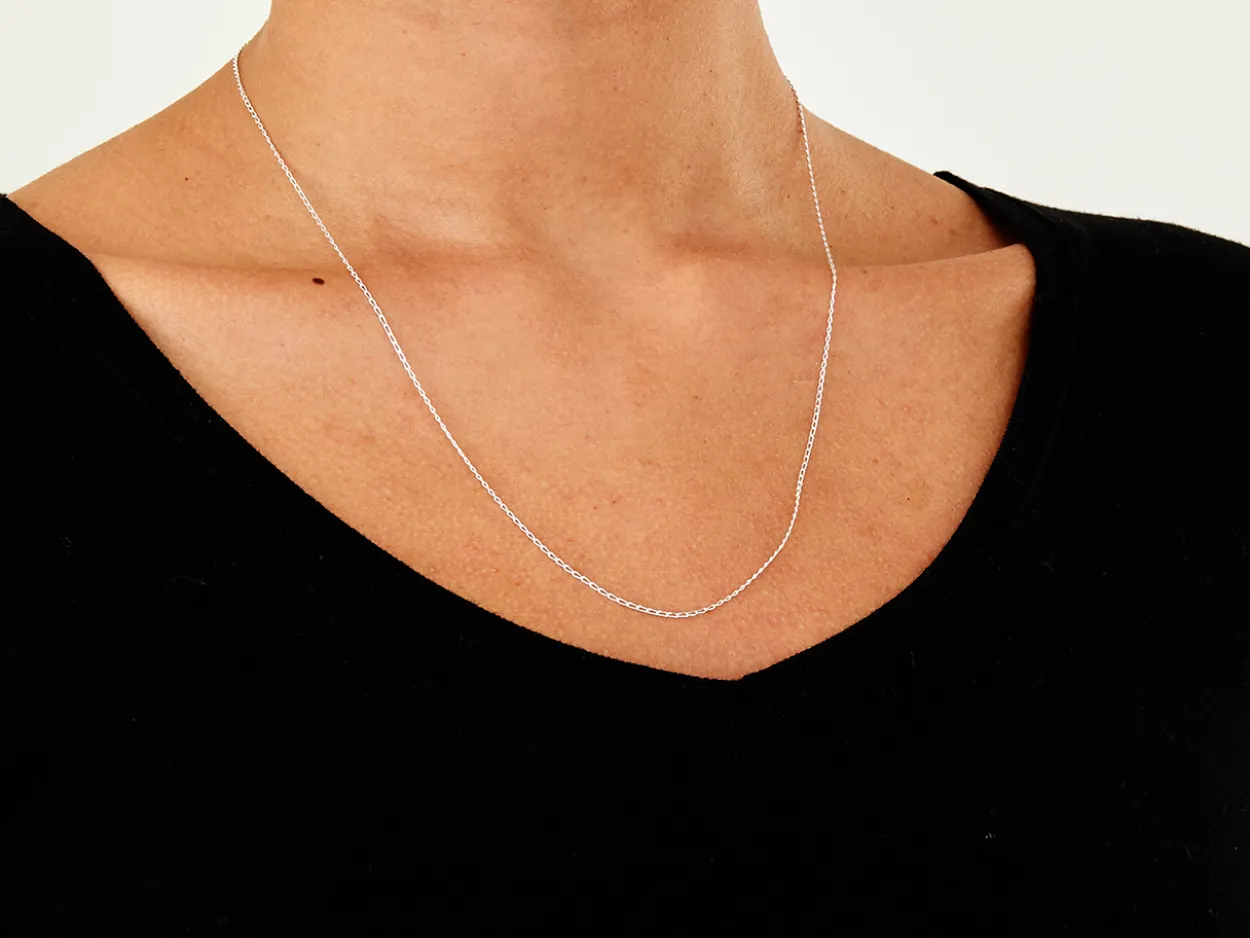 Sterling Silver 1.0mm Diamond Cut Curb Chain 20"/50cm Unhallmarked 100% Recycled Silver