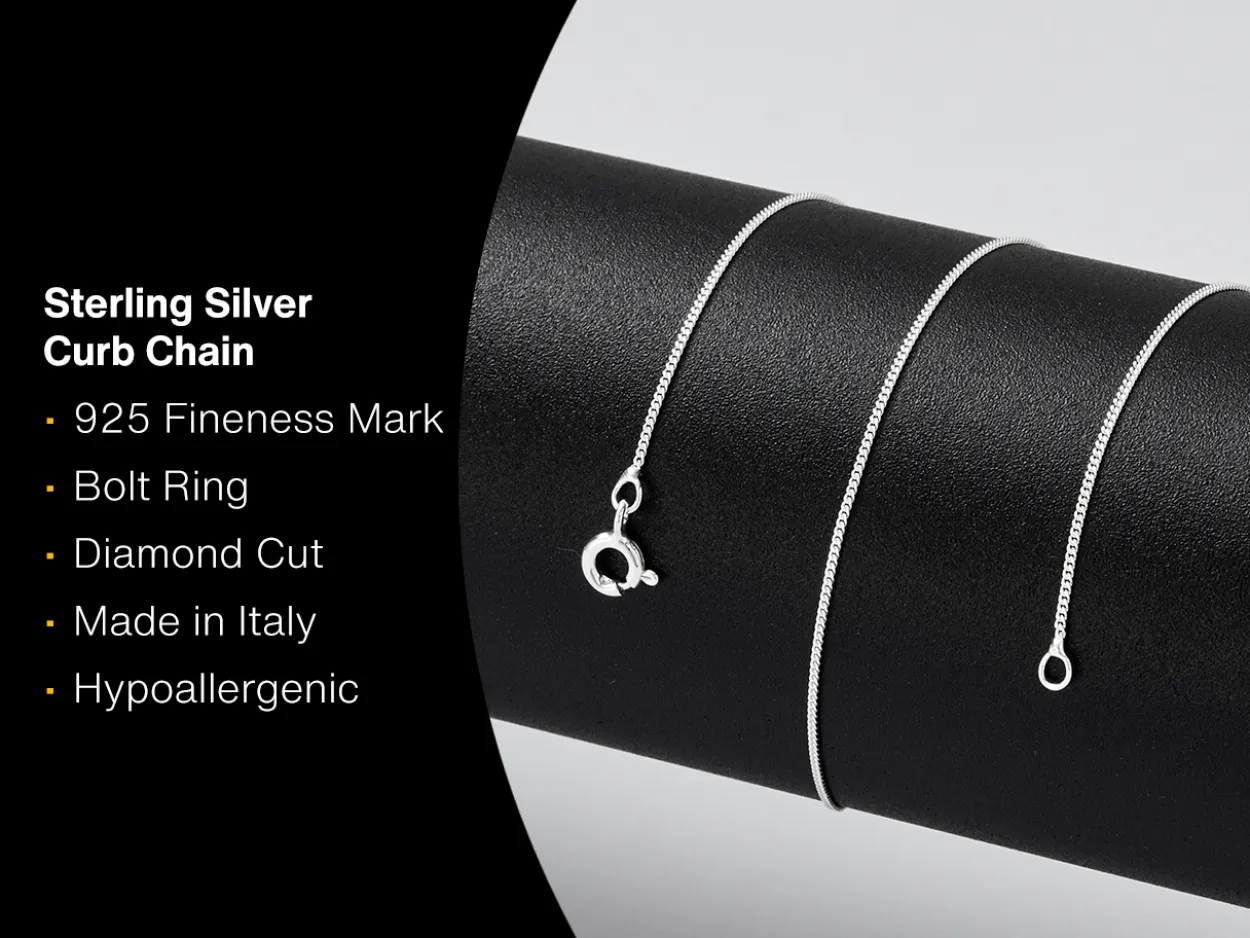 Sterling Silver 0.9mm Diamond Cut Curb Chain 22"/55cm Unhallmarked 100% Recycled Silver