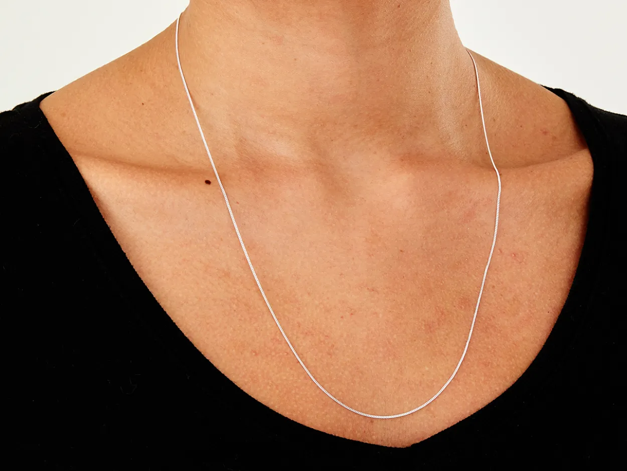 Sterling Silver 0.9mm Diamond Cut Curb Chain 22"/55cm Unhallmarked 100% Recycled Silver