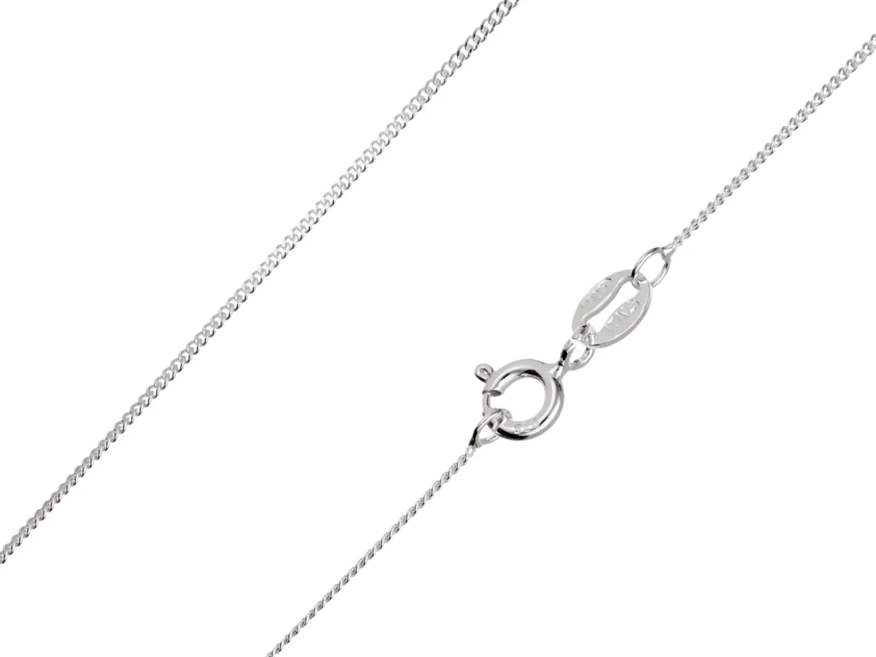 Sterling Silver 1.0mm Diamond Cut Curb Chain With Extender 16-18"/40-45cm Unhallmarked