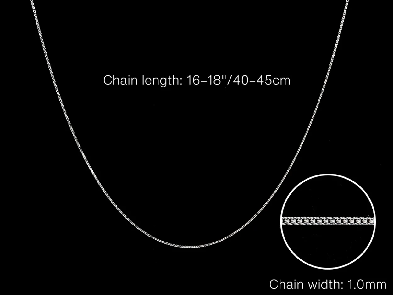 Sterling Silver 1.0mm Diamond Cut Curb Chain With Extender 16-18"/40-45cm Unhallmarked