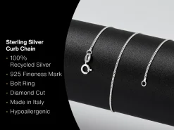 Sterling Silver 1.1mm Diamond Cut Curb Chain 20"/50cm Unhallmarked 100% Recycled Silver