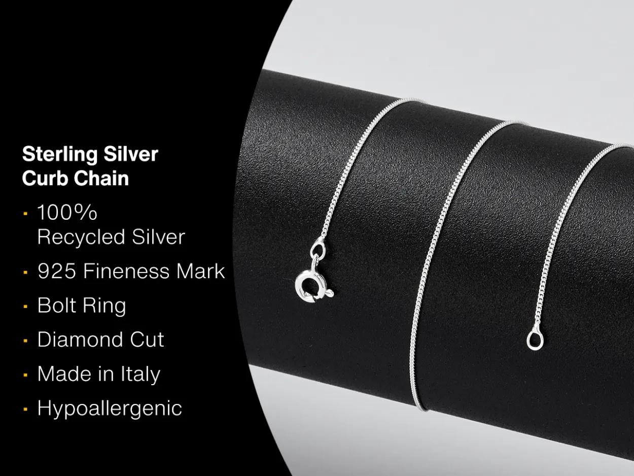 Sterling Silver 0.9mm Diamond Cut Curb Chain 24"/60cm Unhallmarked 100% Recycled Silver
