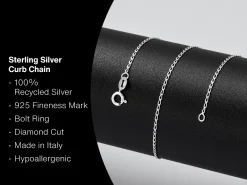 Sterling Silver 1.0mm Diamond Cut Curb Chain 30"/76cm Unhallmarked 100% Recycled Silver