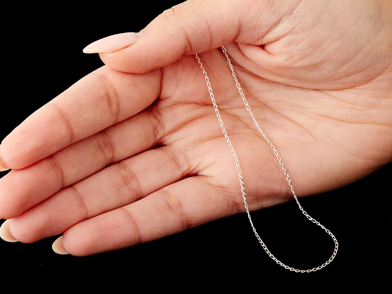 Sterling Silver 1.0mm Diamond Cut Curb Chain 30"/76cm Unhallmarked 100% Recycled Silver