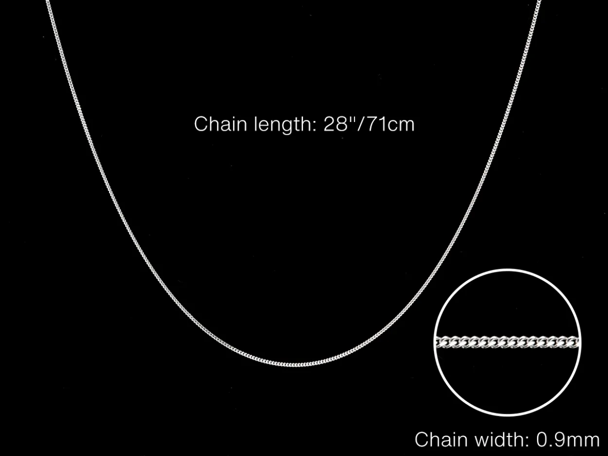 Sterling Silver 0.9mm Diamond Cut Curb Chain 28"/71cm Unhallmarked 100% Recycled Silver