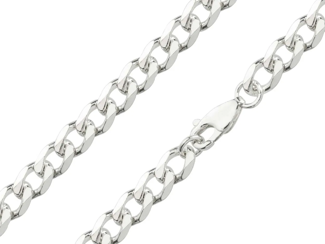 Sterling Silver 5.2mm Diamond Cut Metric Curb Bracelet 8.5"/21cm Hallmarked