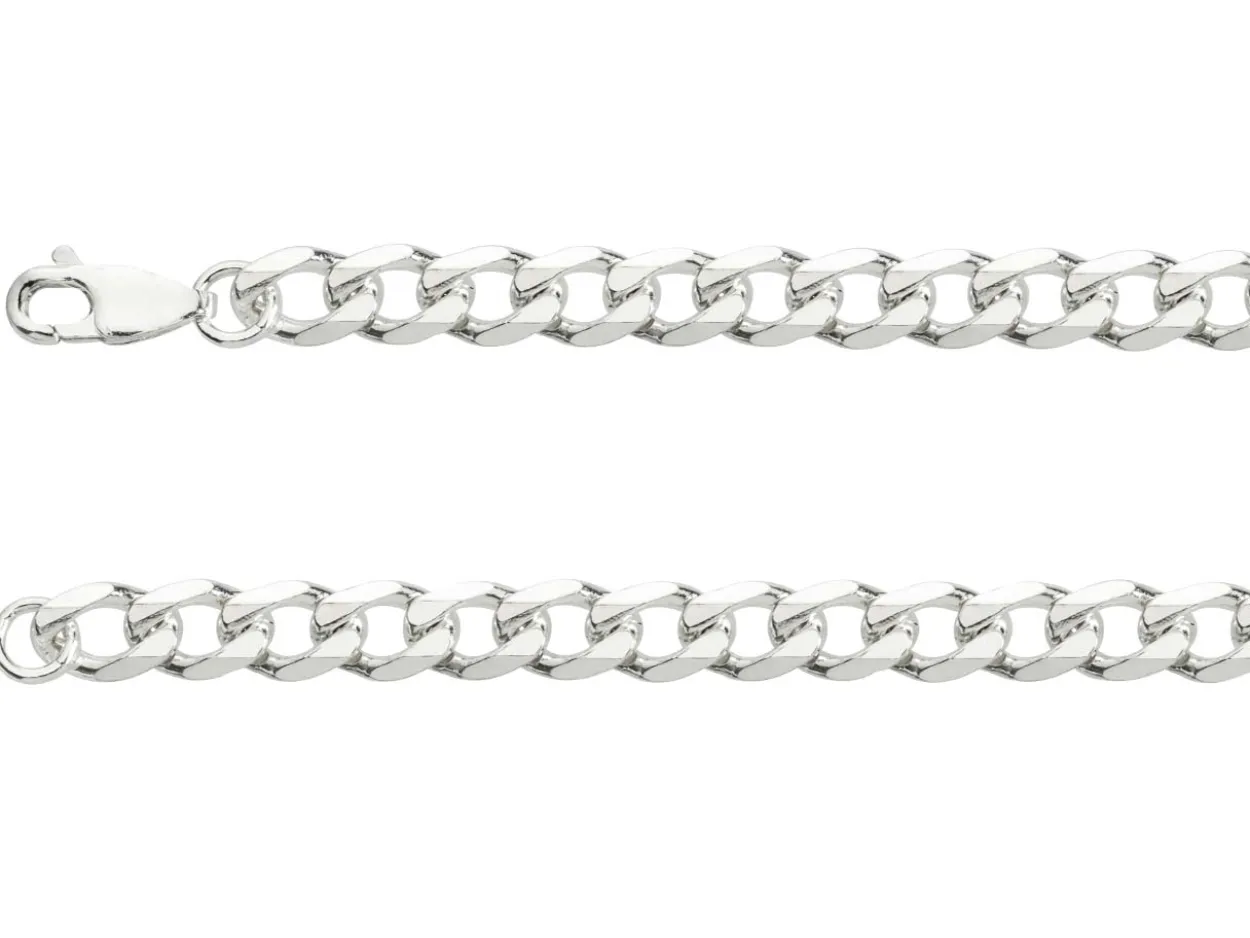 Sterling Silver 5.2mm Diamond Cut Metric Curb Bracelet 8.5"/21cm Hallmarked