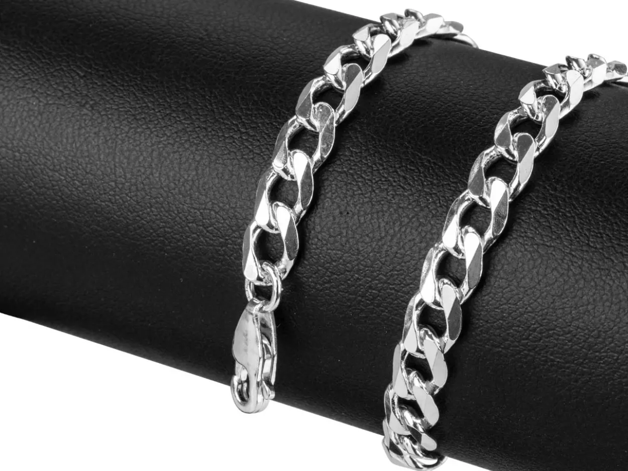 Sterling Silver 5.2mm Diamond Cut Metric Curb Bracelet 8.5"/21cm Hallmarked