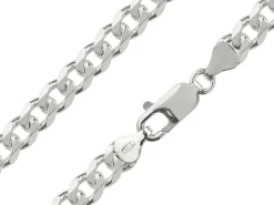 Sterling Silver 6.5mm Diamond Cut Metric Curb Bracelet 8.5"/21cm Hallmarked
