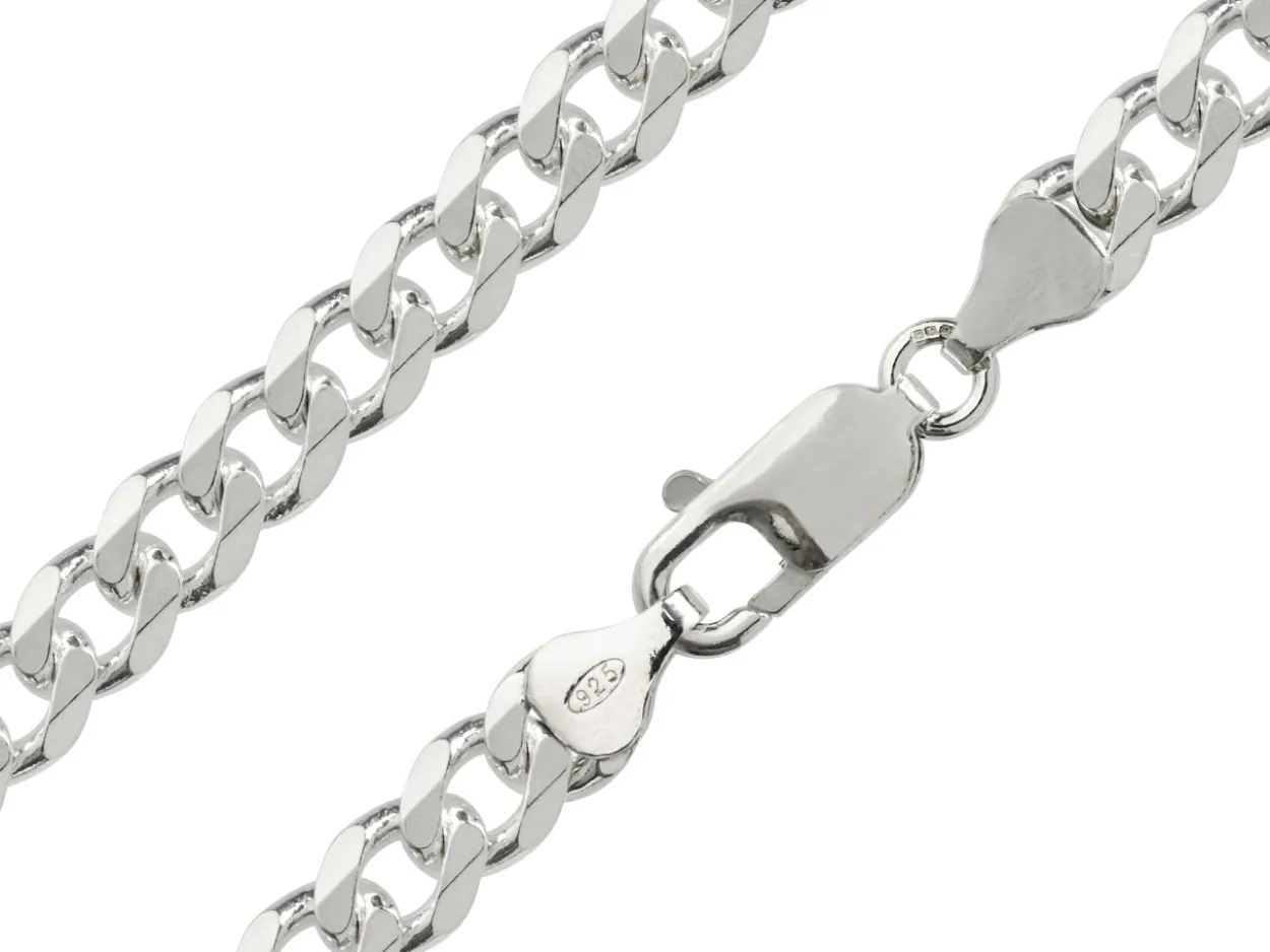 Sterling Silver 6.5mm Diamond Cut Metric Curb Bracelet 8.5"/21cm Hallmarked
