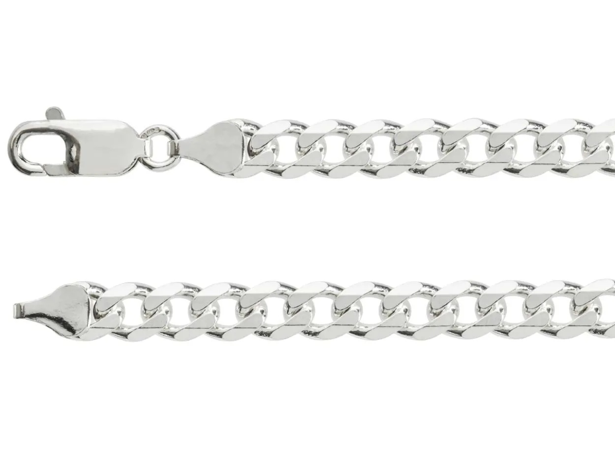Sterling Silver 6.5mm Diamond Cut Metric Curb Bracelet 8.5"/21cm Hallmarked
