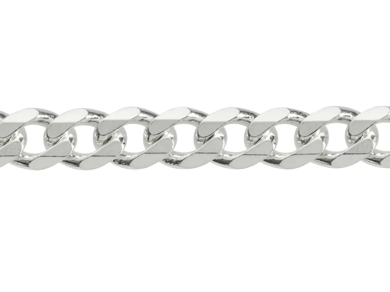 Sterling Silver 6.5mm Diamond Cut Metric Curb Bracelet 8.5"/21cm Hallmarked