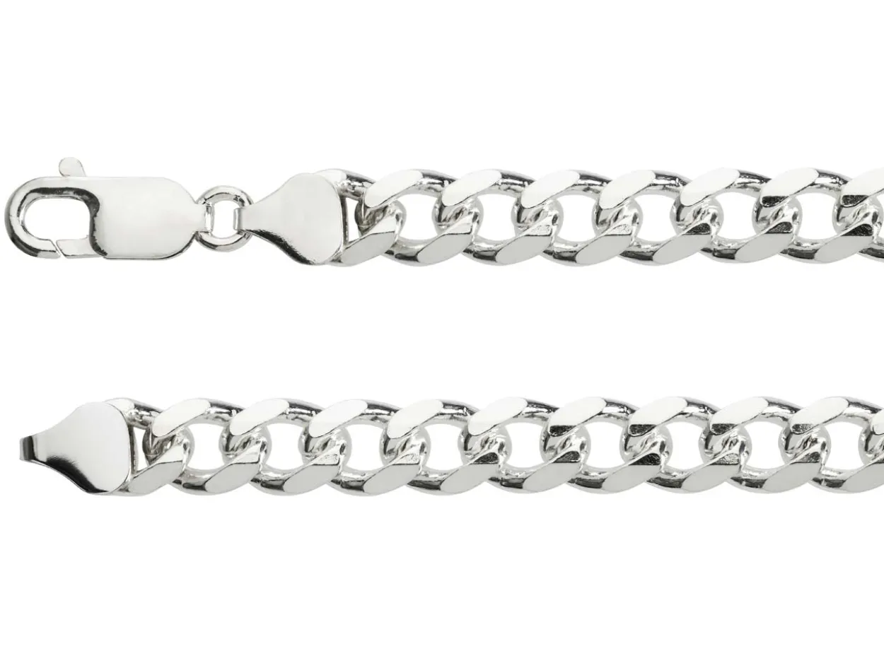 Sterling Silver 7.6mm Diamond Cut Metric Curb Chain 20"/50cm Hallmarked