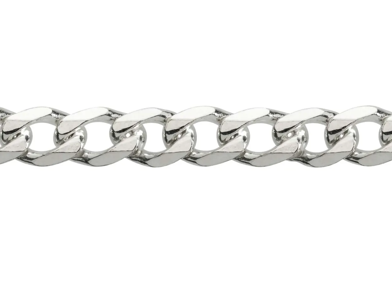 Sterling Silver 5.2mm Diamond Cut Metric Curb Chain 20"/50cm Hallmarked