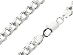 Sterling Silver 7.6mm Diamond Cut Metric Curb Bracelet 8.5"/21cm Hallmarked