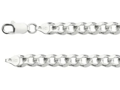 Sterling Silver 7.6mm Diamond Cut Metric Curb Bracelet 8.5"/21cm Hallmarked