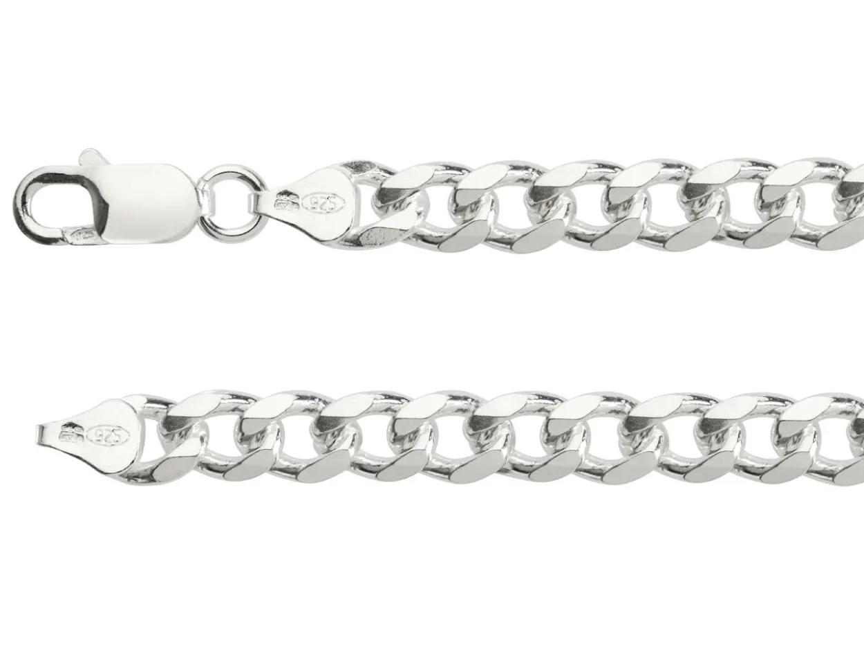 Sterling Silver 7.6mm Diamond Cut Metric Curb Bracelet 8.5"/21cm Hallmarked