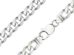 Sterling Silver 9.2mm Diamond Cut Metric Curb Chain 20"/50cm Hallmarked