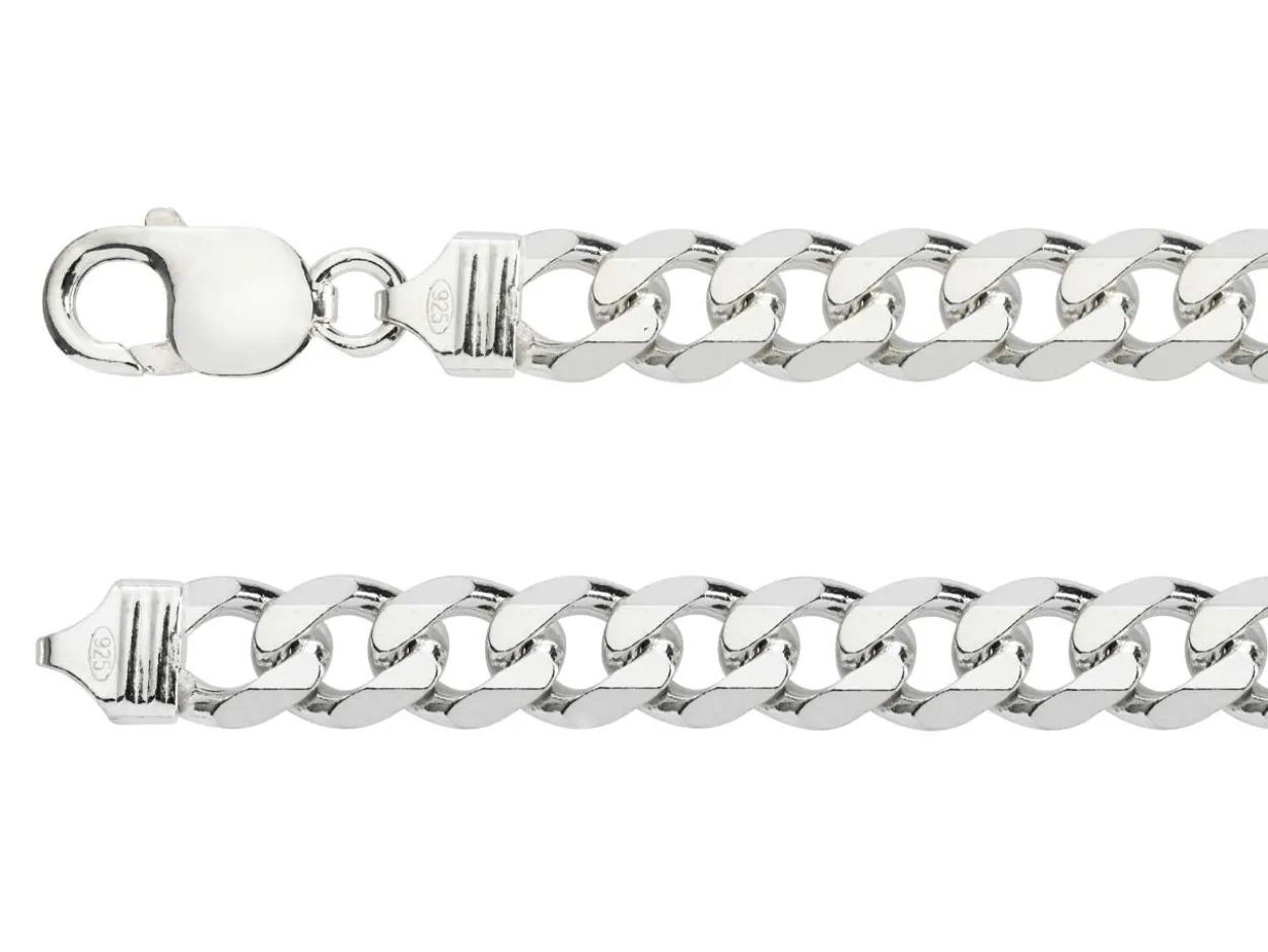 Sterling Silver 9.2mm Diamond Cut Metric Curb Chain 20"/50cm Hallmarked