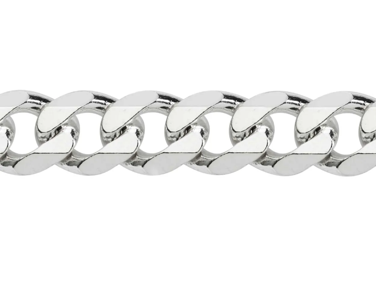 Sterling Silver 9.2mm Diamond Cut Metric Curb Chain 20"/50cm Hallmarked