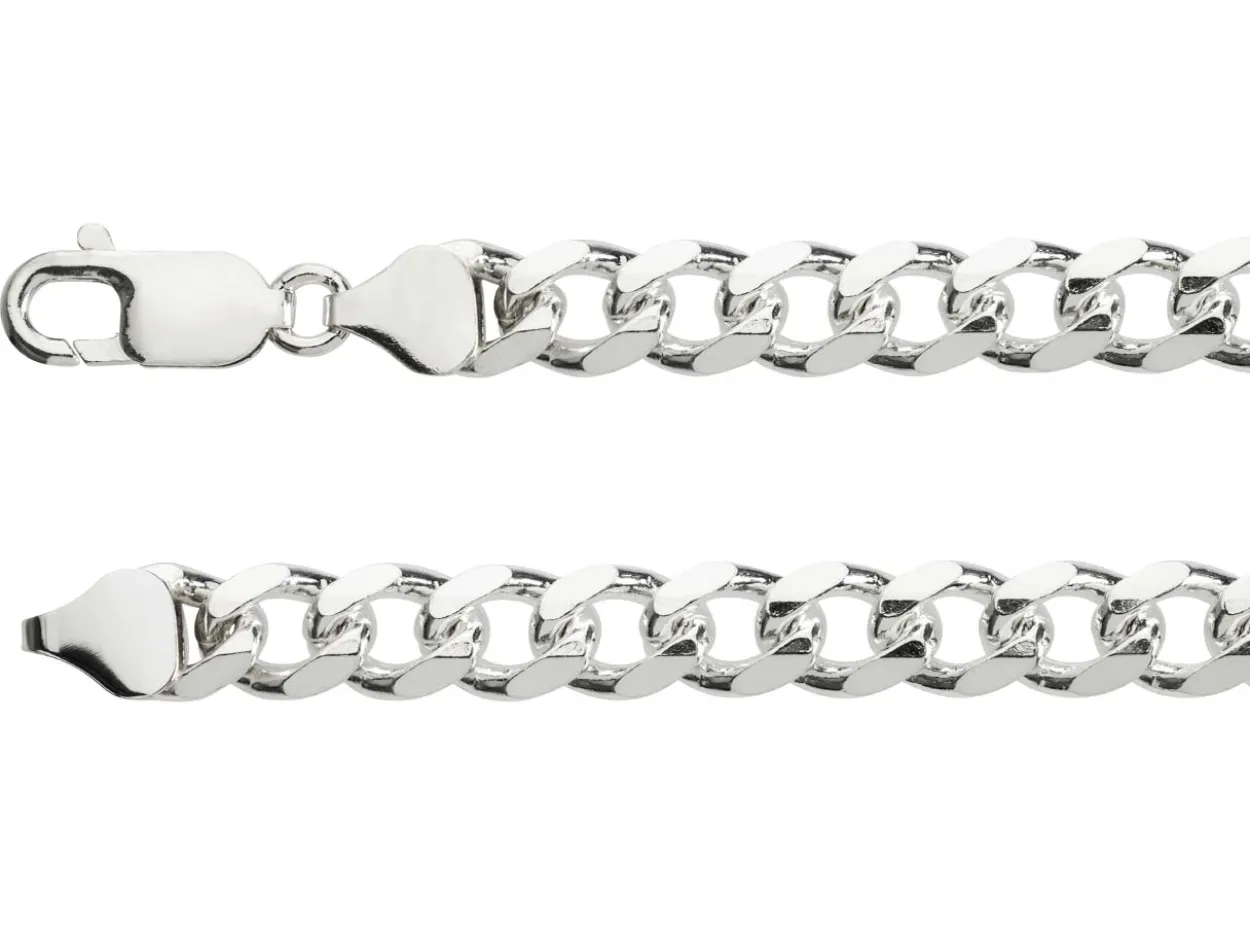 Sterling Silver 7.6mm Diamond Cut Metric Curb Chain 18"/45cm Hallmarked