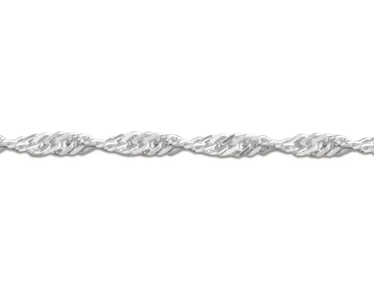 Sterling Silver 1.5mm Diamond Cut Singapore Rope Chain 20"/50cm Unhallmarked 100% Recycled Silver