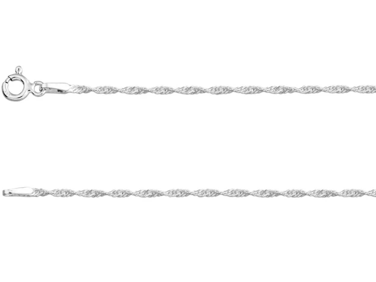 Sterling Silver 1.5mm Diamond Cut Singapore Rope Chain 16"/40cm Unhallmarked 100% Recycled Silver
