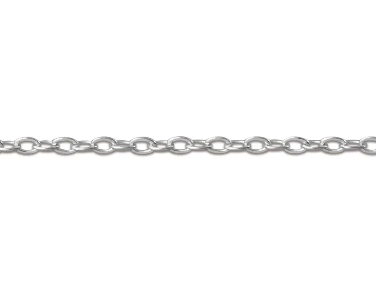 Sterling Silver 1.3mm Diamond Cut Oval Trace Chain With Extender 20-22"/50-55cm Unhallmarked