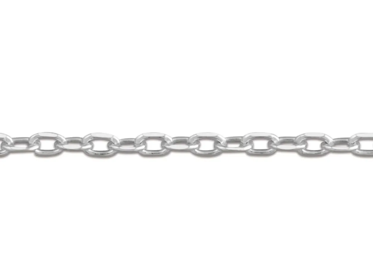 Sterling Silver 1.5mm Diamond Cut Oval Trace Chain 22"/55cm Unhallmarked 100% Recycled Silver