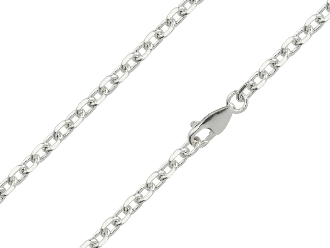 Sterling Silver 3.5mm Diamond Cut Oval Trace Bracelet 8.5"/21cm Hallmarked